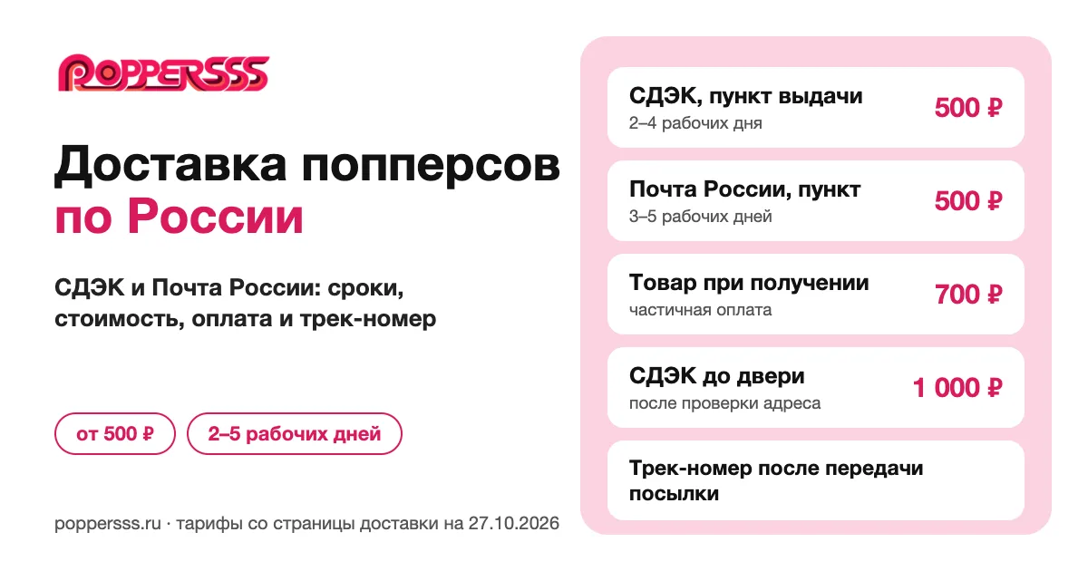 Купить попперсы с доставкой по России: СДЭК, Почта, сроки и цены